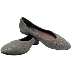 AGL Gray Suede Grommet Studded Ballet Flat Size 37.5 / US 7.5